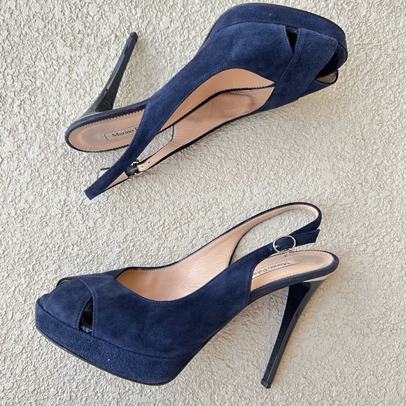 Authentic Marino Fabiani Italian Designer Blue Heel Sandals Shoes Sz 41, 11 - Picture 7 of 8